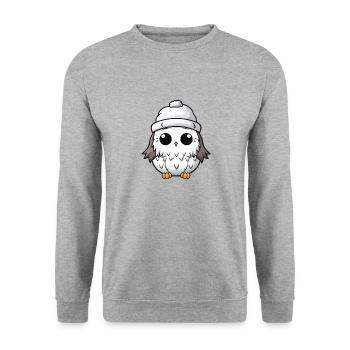Owl Winter Animal Baby Comic - Unisex Sweatshirt - salt & pepper - Front - Alina (178cm) & Michal (187cm)