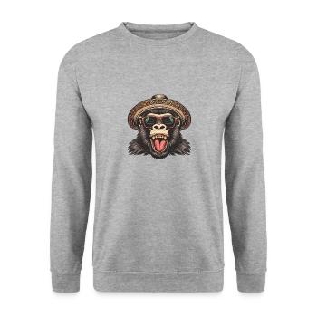 Gorille Bande Dessinée Drôle Sombrero - Sweat-shirt Unisexe - gris chiné - Devant - Alina (178cm) & Michal (187cm)