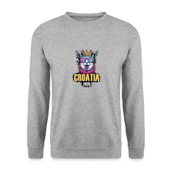 Croatia 2025 Alpaca Party Holiday - Unisex Sweatshirt - salt & pepper - Front - Alina (178cm) & Michal (187cm)