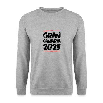 Gran Canaria 2025 Spruch - Unisex Pullover - Weißgrau meliert - Vorne - Alina (178cm) & Michal (187cm)