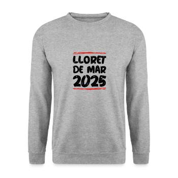 Lloret De Mar 2025 Spruch - Unisex Pullover - Weißgrau meliert - Vorne - Alina (178cm) & Michal (187cm)