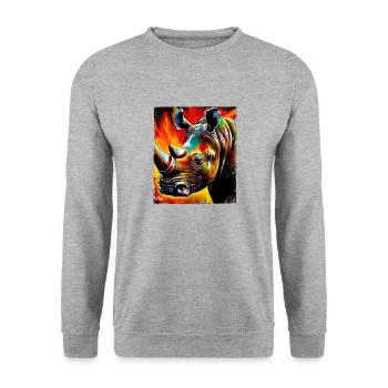 Rhinoceros Portrait - Unisex Sweatshirt - salt & pepper - Front - Alina (178cm) & Michal (187cm)