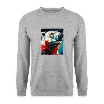 Polar Bear Portrait Polar Bear - Unisex Sweatshirt - salt & pepper - Front - Alina (178cm) & Michal (187cm)