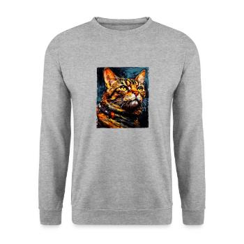 Cat Portrait Head - Unisex Sweatshirt - salt & pepper - Front - Alina (178cm) & Michal (187cm)