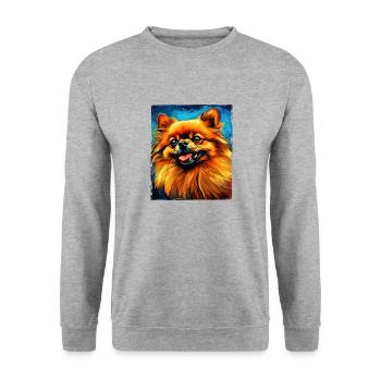 Portrait de chien de Poméranie - Sweat-shirt Unisexe - gris chiné - Devant - Alina (178cm) & Michal (187cm)