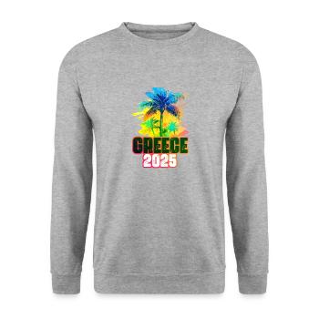 Grèce 2025 Palmiers colorés - Sweat-shirt Unisexe - gris chiné - Devant - Alina (178cm) & Michal (187cm)