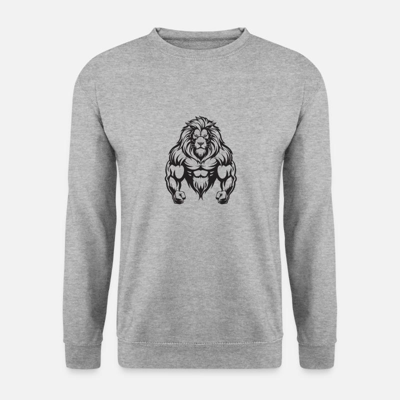 Löwe Muskeln - Unisex Pullover - Weißgrau meliert