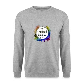 Thailand Crew Bunt - Unisex Pullover - Weißgrau meliert - Vorne - Alina (178cm) & Michal (187cm)