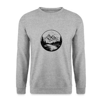 Mountains Landscape - Unisex Sweatshirt - salt & pepper - Front - Alina (178cm) & Michal (187cm)