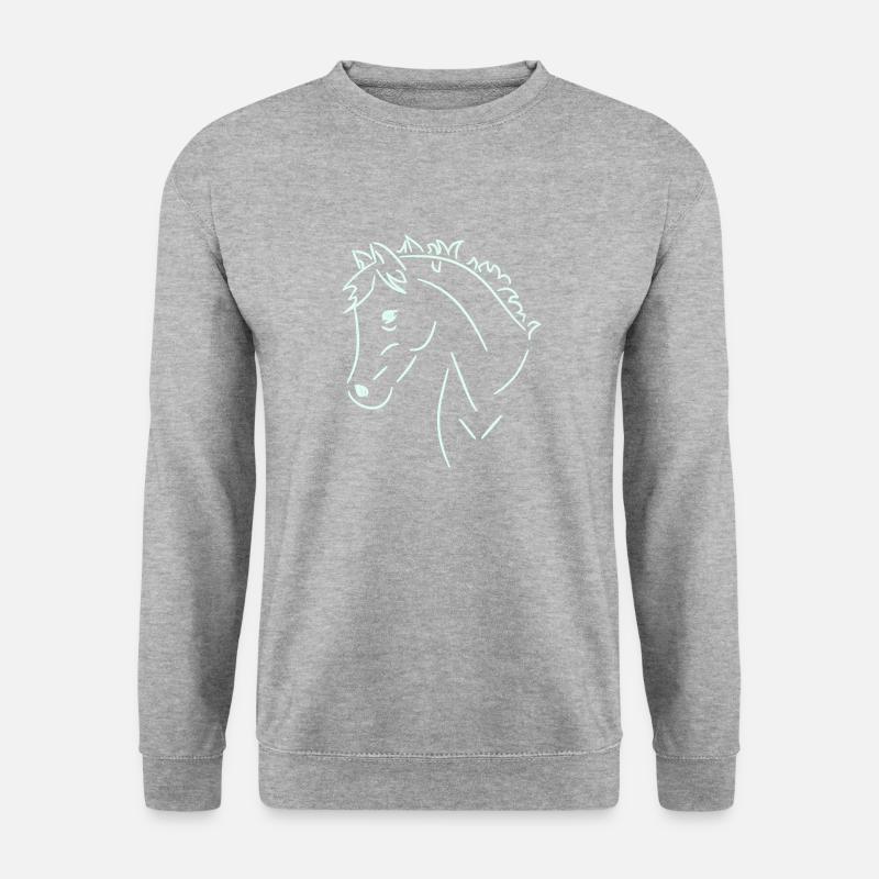 Pferdekopf - Unisex Pullover - Weißgrau meliert