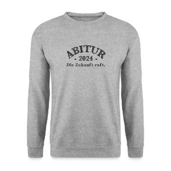ABITUR 2024 - ABI 2024 - ABSCHLUSS 2024 - AK24 - Unisex Pullover - Weißgrau meliert - Vorne - Alina (178cm) & Michal (187cm)