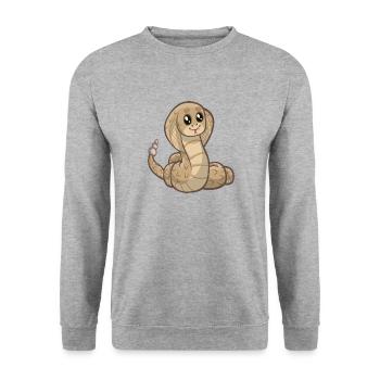 schlange cobra snake serpent viper queue1 - Unisex Pullover - Weißgrau meliert - Vorne - Alina (178cm) & Michal (187cm)