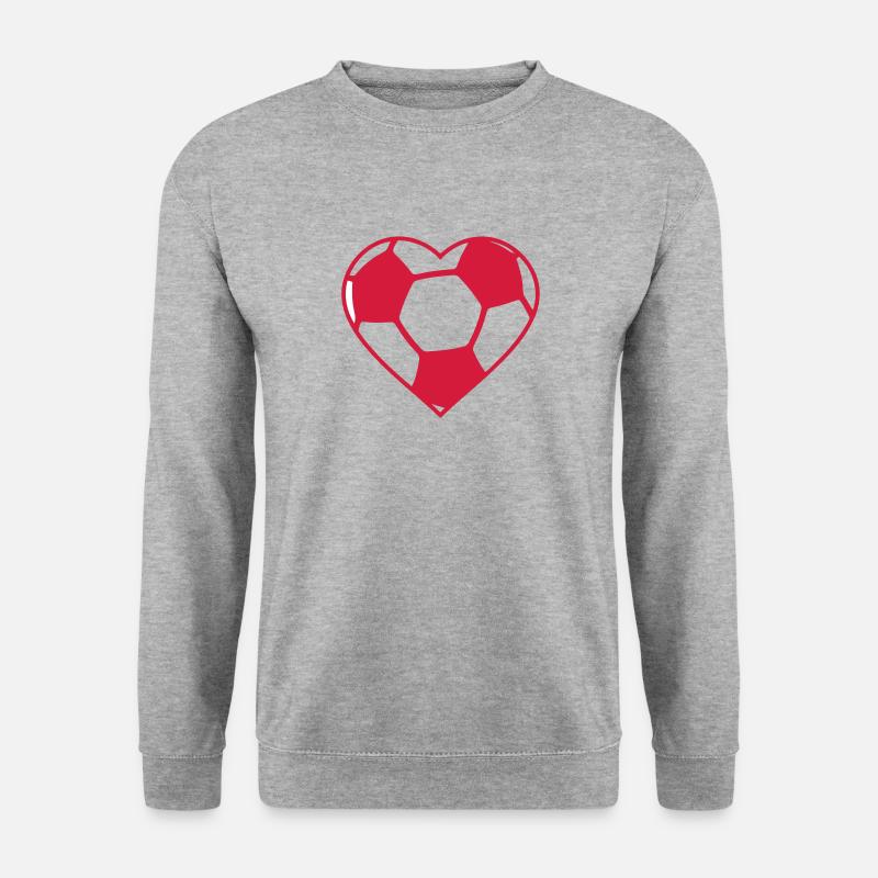 Fußballherz Fußball - Unisex Pullover - Weißgrau meliert