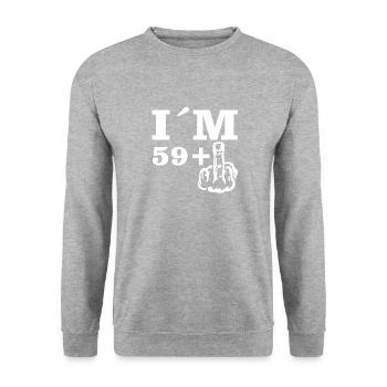 Gift Birthday Im 59 plus 1 - Unisex Sweatshirt - salt & pepper - Front - Alina (178cm) & Michal (187cm)