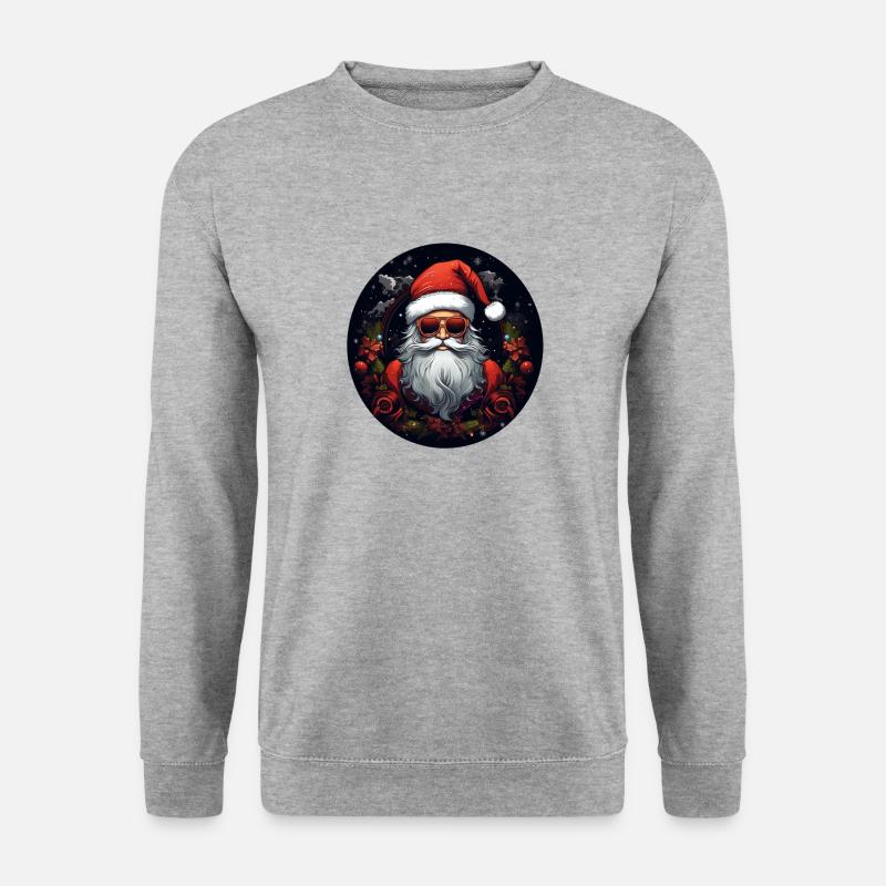 Weihnachtsmann mit Brille - Unisex Pullover - Weißgrau meliert