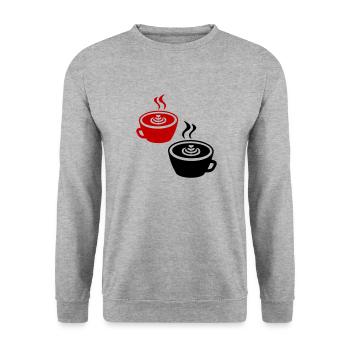 Coffee Icon - Unisex Sweatshirt - salt & pepper - Front - Alina (178cm) & Michal (187cm)