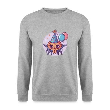 Tarentule Anniversaire Bébé - Sweat-shirt Unisexe - gris chiné - Devant - Alina (178cm) & Michal (187cm)