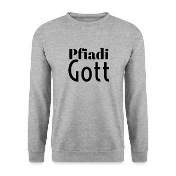 Pfiadi Gott - Unisex Pullover - Weißgrau meliert - Vorne - Alina (178cm) & Michal (187cm)