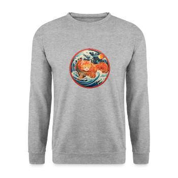 Cercle de chats ramen - Sweat-shirt Unisexe - gris chiné - Devant - Alina (178cm) & Michal (187cm)