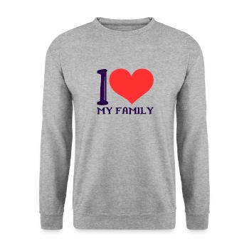Heartfelt design with i love my family - Unisex Sweatshirt - salt & pepper - Front - Alina (178cm) & Michal (187cm)