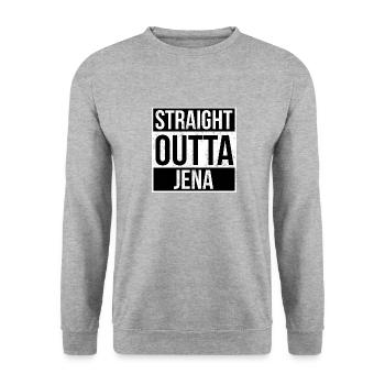Straight Outta Jena - Sweat-shirt Unisexe - gris chiné - Devant - Alina (178cm) & Michal (187cm)