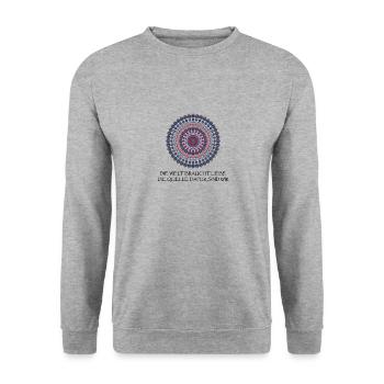Mandala – Spirituelles Zitat - Unisex Pullover - Weißgrau meliert - Vorne - Alina (178cm) & Michal (187cm)