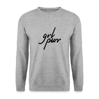 grl pwr - Unisex Sweatshirt - salt & pepper - Front - Alina (178cm) & Michal (187cm)
