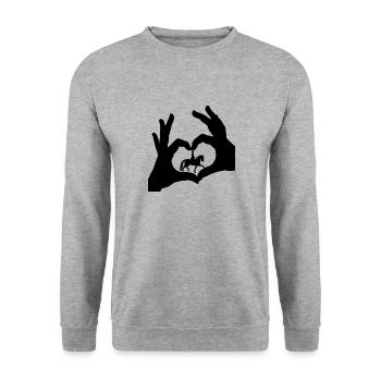 amour cheval de dressage - Sweat-shirt Unisexe - gris chiné - Devant - Alina (178cm) & Michal (187cm)