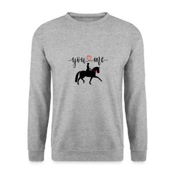 Toi et moi amour de cheval de dressage - Sweat-shirt Unisexe - gris chiné - Devant - Alina (178cm) & Michal (187cm)