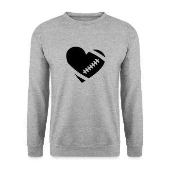 AMERICAN FOOTBALL HERZ - Unisex Pullover - Weißgrau meliert - Vorne - Alina (178cm) & Michal (187cm)