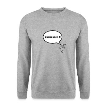 chèvre quoicoubeh ! - Sweat-shirt Unisexe - gris chiné - Devant - Alina (178cm) & Michal (187cm)