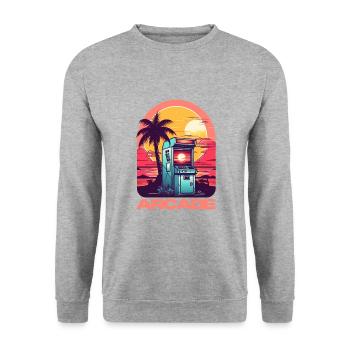 Arcade Gaming Retro Controller Play Game Over - Unisex Pullover - Weißgrau meliert - Vorne - Alina (178cm) & Michal (187cm)