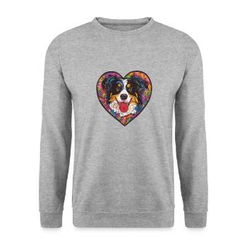 Australian Shepherd Dog Heart Dog Love - Unisex Sweatshirt - salt & pepper - Front - Alina (178cm) & Michal (187cm)