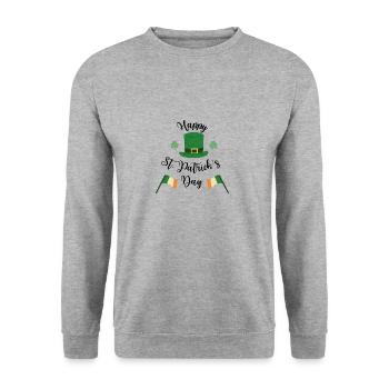 Happy St. Patrick's Day - Unisex Pullover - Weißgrau meliert - Vorne - Alina (178cm) & Michal (187cm)