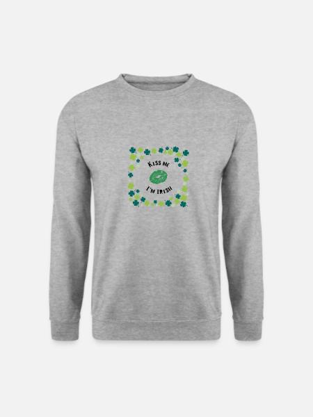 Kiss me I'm Irish - Unisex Pullover - Weißgrau meliert