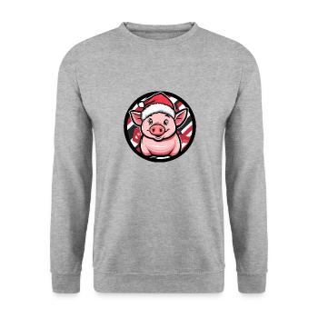 Pig Christmas Animal - Unisex Sweatshirt - salt & pepper - Front - Alina (178cm) & Michal (187cm)
