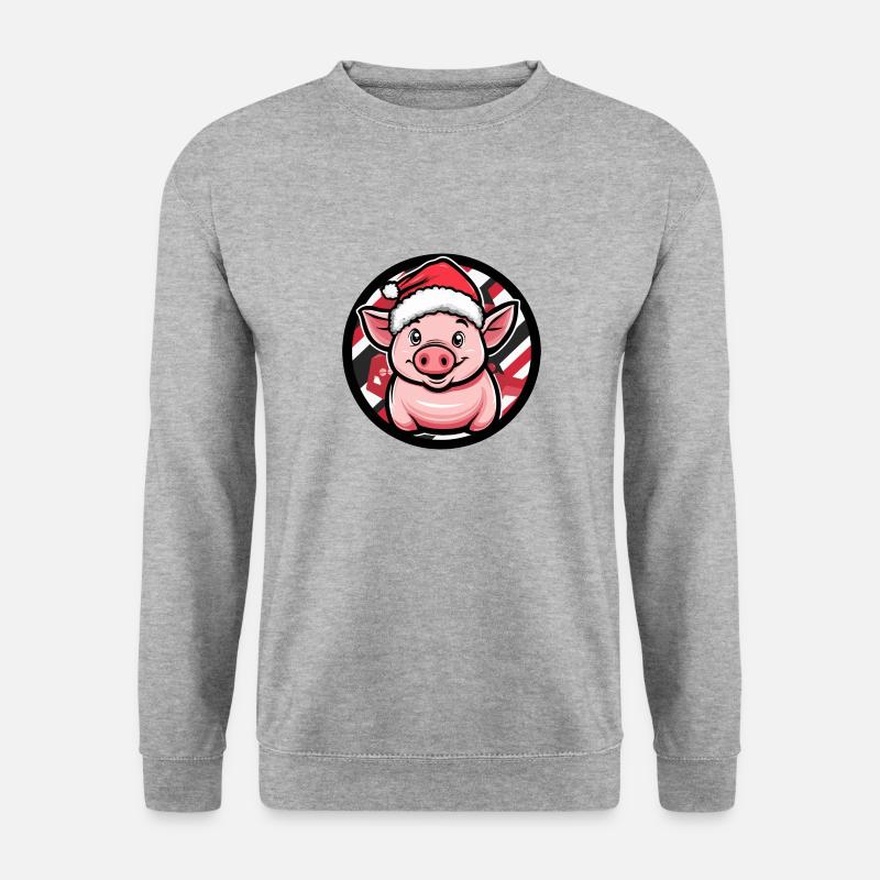 Schwein Weihnachten Tier - Unisex Pullover - Weißgrau meliert
