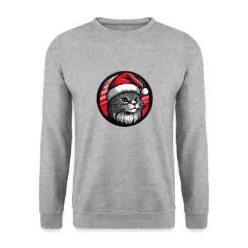 Animal de Noël chat - Sweat-shirt Unisexe - gris chiné - Devant - Alina (178cm) & Michal (187cm)