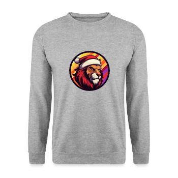 Lion Noël Animal - Sweat-shirt Unisexe - gris chiné - Devant - Alina (178cm) & Michal (187cm)