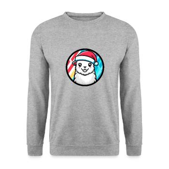 Alpaca Llama Christmas Animal - Unisex Sweatshirt - salt & pepper - Front - Alina (178cm) & Michal (187cm)