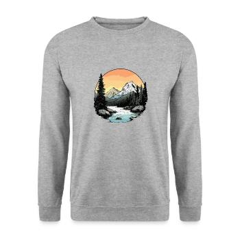 Berge Natur - Unisex Pullover - Weißgrau meliert - Vorne - Alina (178cm) & Michal (187cm)