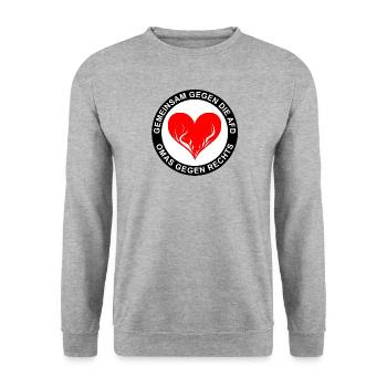 Gemeinsam gegen die AFD - OMAS GEGEN RECHTS - Unisex Pullover - Weißgrau meliert - Vorne - Alina (178cm) & Michal (187cm)