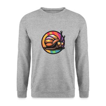 Schnecke Cool Comic - Unisex Pullover - Weißgrau meliert - Vorne - Alina (178cm) & Michal (187cm)
