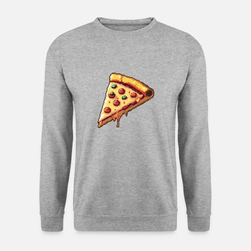 Pizza Pixel Symbol - Unisex Pullover - Weißgrau meliert