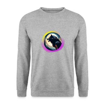 Werwolf liebt den Mond - Unisex Pullover - Weißgrau meliert - Vorne - Alina (178cm) & Michal (187cm)