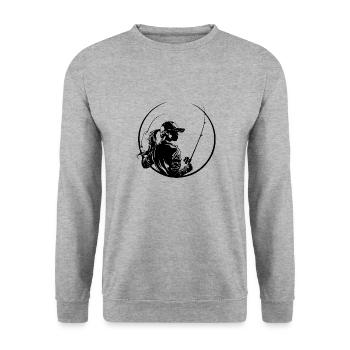 Fishing Woman Silhouette - Unisex Sweatshirt - salt & pepper - Front - Alina (178cm) & Michal (187cm)
