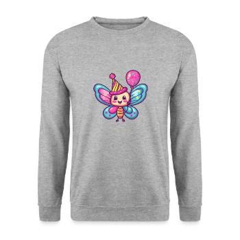 papillon anniversaire bande dessinée mignon - Sweat-shirt Unisexe - gris chiné - Devant - Alina (178cm) & Michal (187cm)