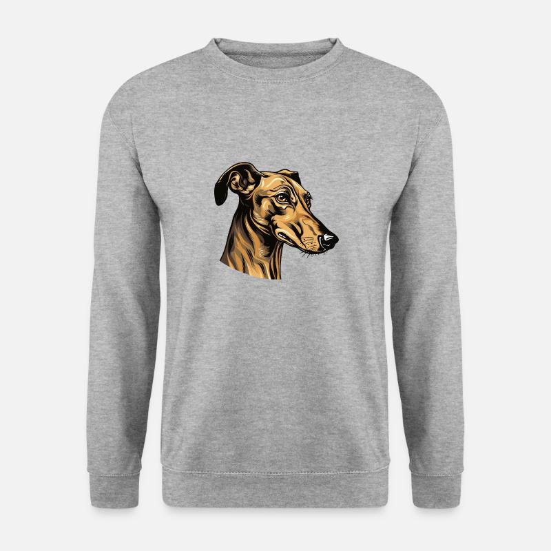 Greyhound Hund Portrait - Unisex Pullover - Weißgrau meliert
