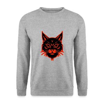 Tête de chat - Sweat-shirt Unisexe - gris chiné - Devant - Alina (178cm) & Michal (187cm)