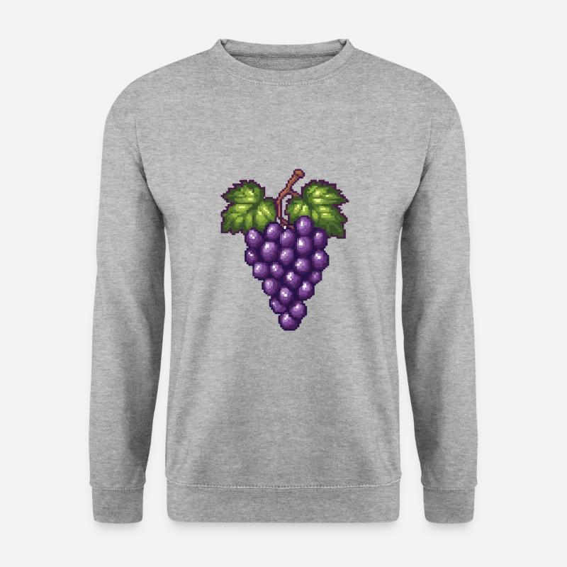 Weintrauben Pixel - Unisex Pullover - Weißgrau meliert